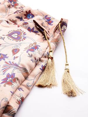 Kalamkari Print Satin Semi Stitched Lehenga Choli & Unstitched Blouse With Dupatta 4