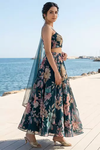Georgete Floral Printed SemiStitched Lehenga choli