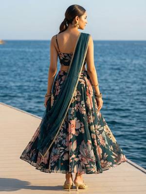 Georgete Floral Printed SemiStitched Lehenga choli 3