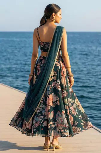 Georgete Floral Printed SemiStitched Lehenga choli
