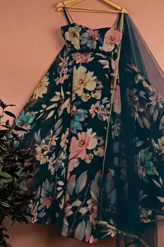 Georgete Floral Printed SemiStitched Lehenga choli