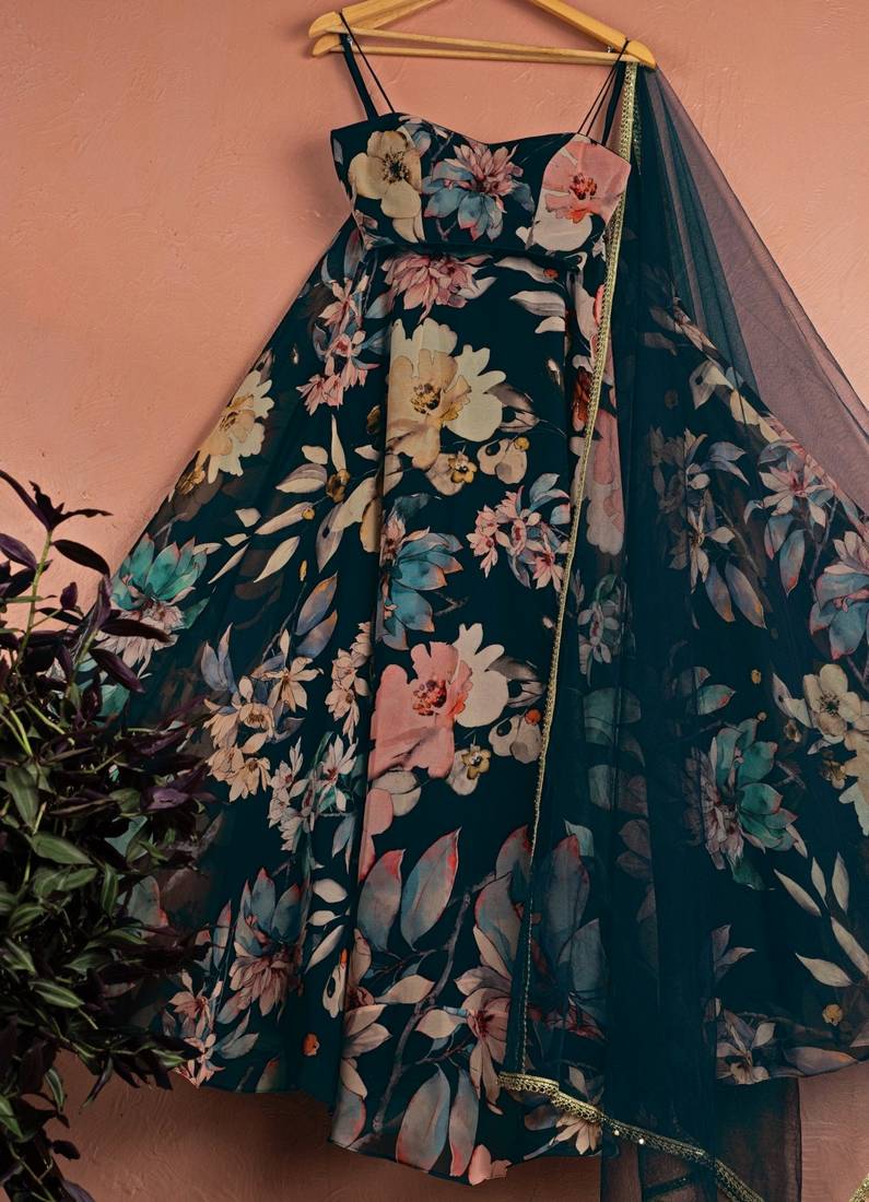 Georgete Floral Printed SemiStitched Lehenga choli