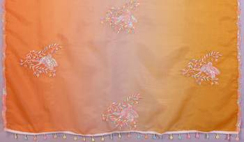orange gold crush art silk blend embroidery work saree with multi tone design & roto banglory art silk blend blouse 3