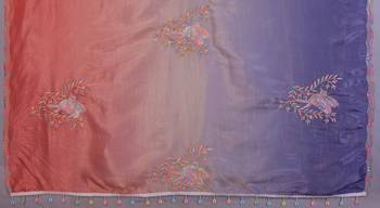 peach lavender gold crush art silk embroidery work saree with multi tone design & roto banglory art silk blouse 2