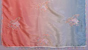 rama peach gold crush art silk blend embroidery work saree with multi tone design & roto banglory art silk blend blouse 5