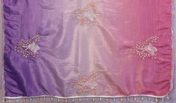 pink lavender gold crush art silk embroidery work saree with multi tone design & roto banglory art silk blouse 2