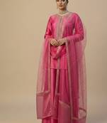 Pink satin embroidered sharara Set