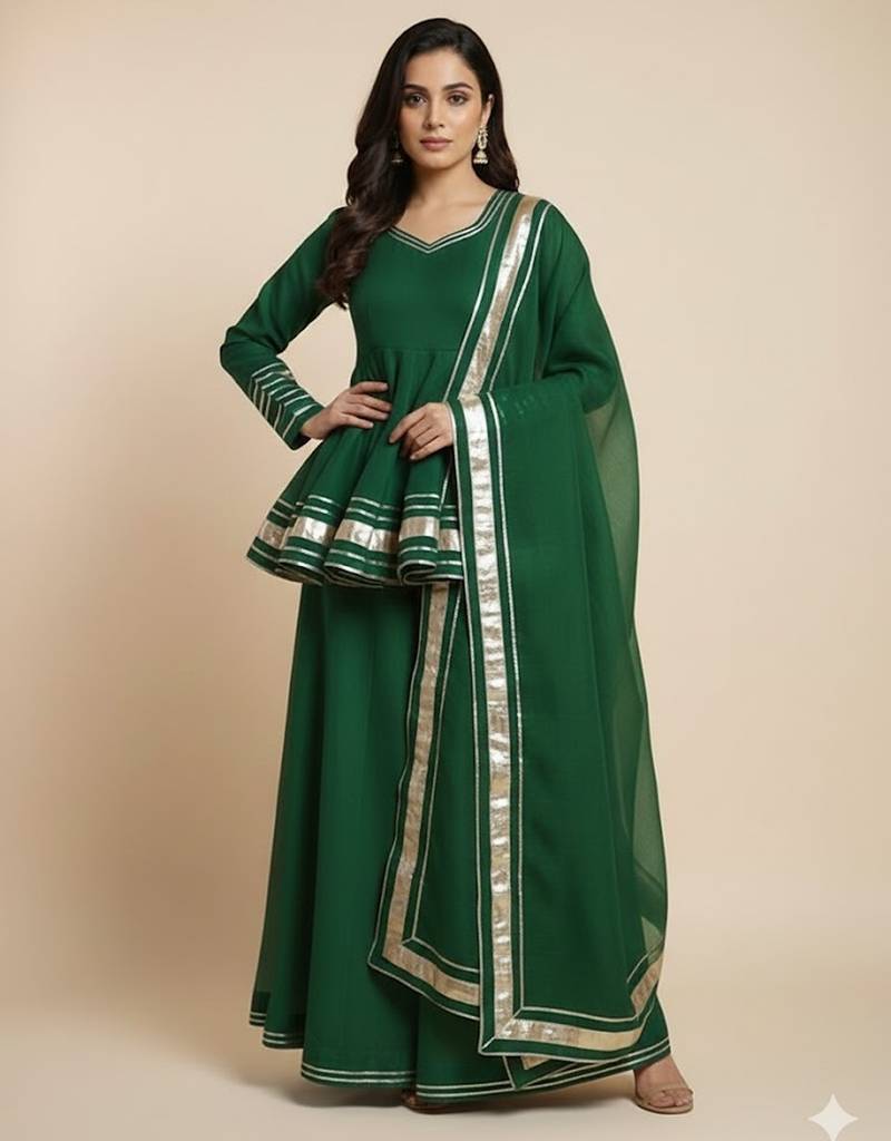 Green georgette sharara Set