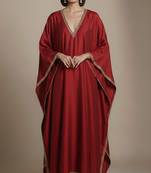 Maroon satin kaftan set