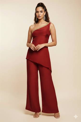 Maroon crepe co-ord set