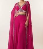 Pink georgette embroidered co ord set