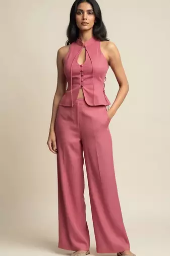 Rose pink chanderi co-ord set