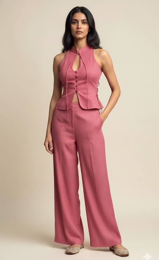 Rose pink chanderi co-ord set