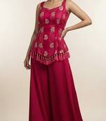 Rani pink silk printed coord set