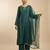 Green silk plain kurta set