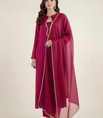 Magenta crepe plain kurta set
