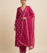 Pink organza printed kurta set