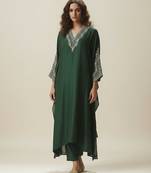 Green chanderi embroidered kurta set