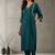 Green silk embroidered kurta set