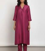 Purple chanderi plain kurta set