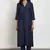 Navy blue chanderi plain kurta set