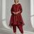 Maroon chanderi embroidered kurta set
