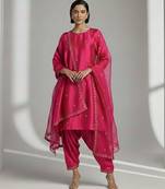 Pink chanderi embroidered kurta sets