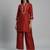 Red silk embroidered kurta set