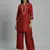Red silk embroidered kurta set