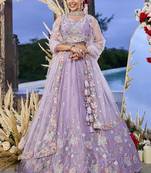 Lilac Net embroidered Lehenga Choli with dupatta