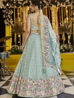 Lime Green Sequin Lehenga Set 5
