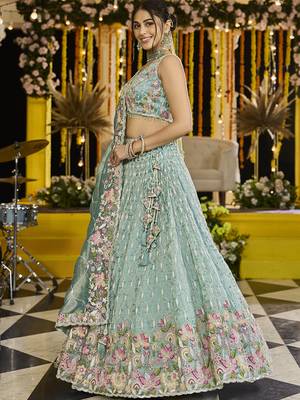 Lime Green Sequin Lehenga Set 6