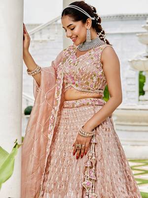 Nude Floral Sequin Lehenga 4