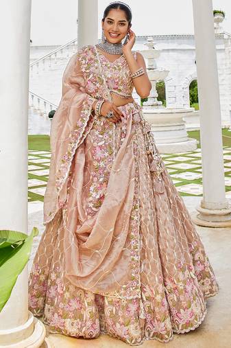 Nude Floral Sequin Lehenga