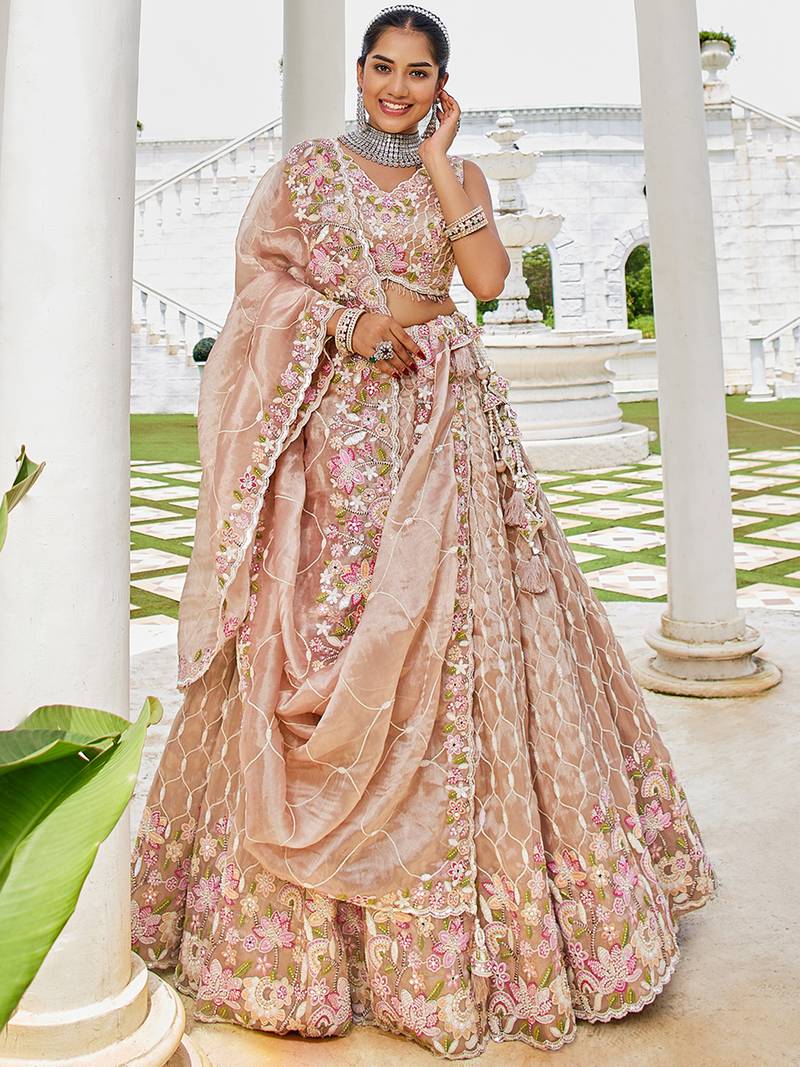 Nude Floral Sequin Lehenga