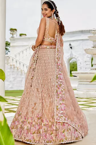 Nude Floral Sequin Lehenga