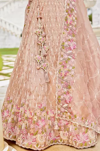 Nude Floral Sequin Lehenga