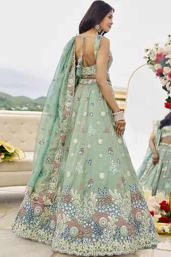 Lime Green embroidered Designer Lehenga Choli with dupatta