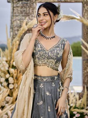 Grey Lehenga Choli Set 3