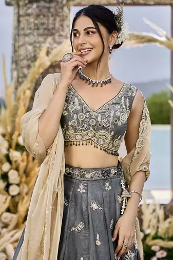 Grey Lehenga Choli Set