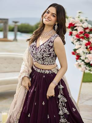 Wine Silk Blend Lehenga Choli 5