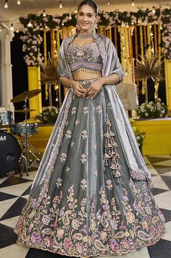 Green Sequined Designer Lehenga