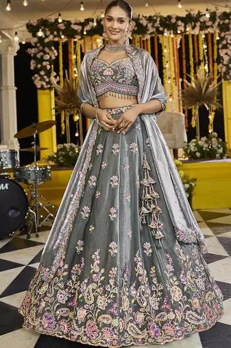 Green Sequined Designer Lehenga