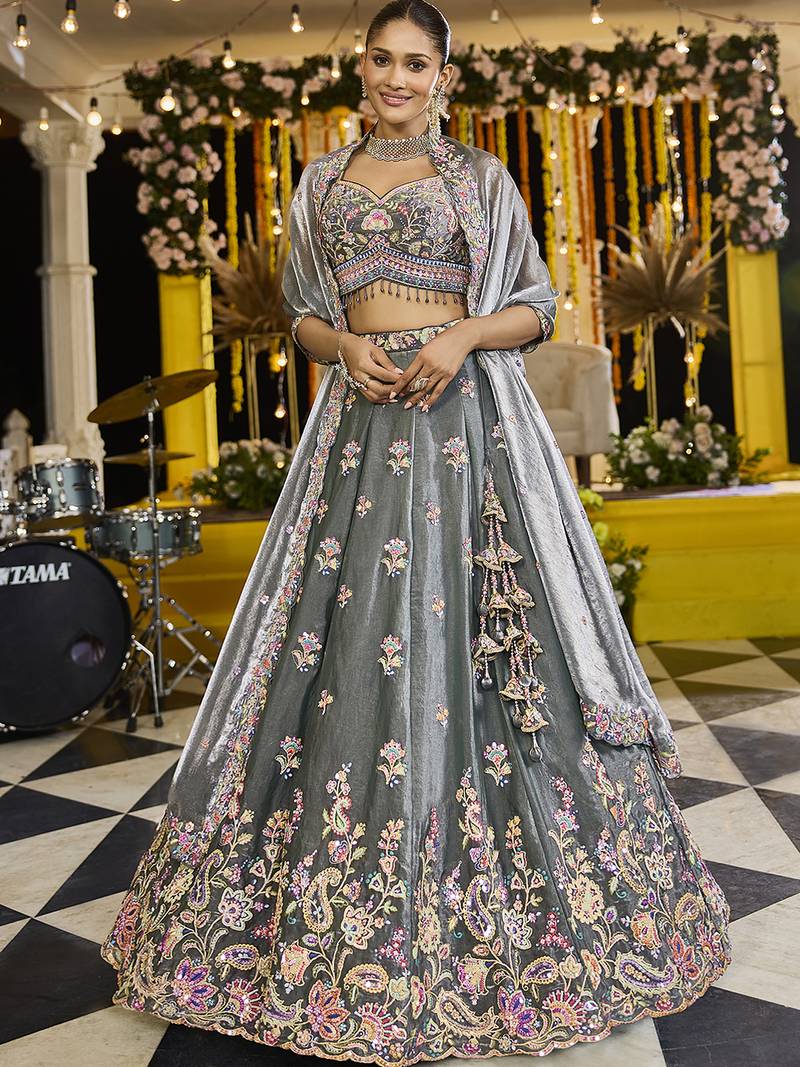 Green Sequined Designer Lehenga