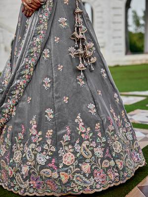 Grey Floral Embellished Lehenga 6