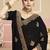 Black sequin embroidered work georgette designer saree for women