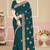 Teal blue sequin embroidered work georgette designer saree for women