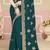 Teal blue sequin embroidered work georgette designer saree for women