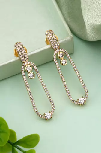 White color american diamond earrings