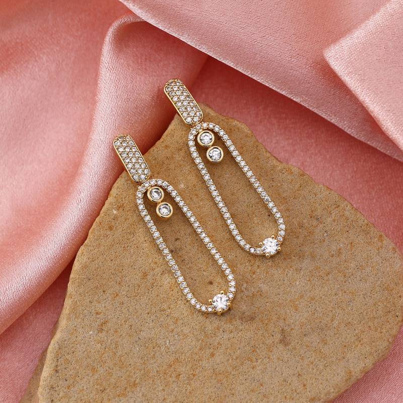 White color american diamond earrings